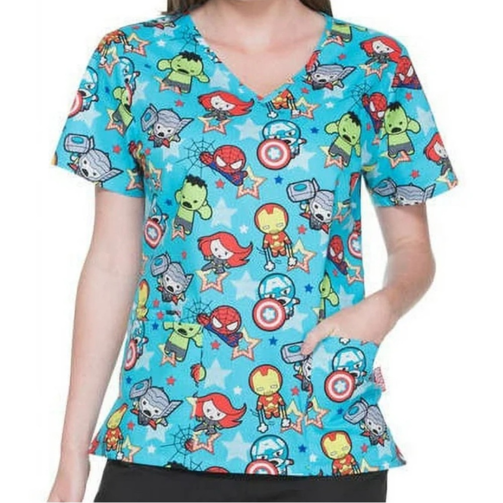 Marvel Baby Avengers Scrub Top xl Super Hero Pockets